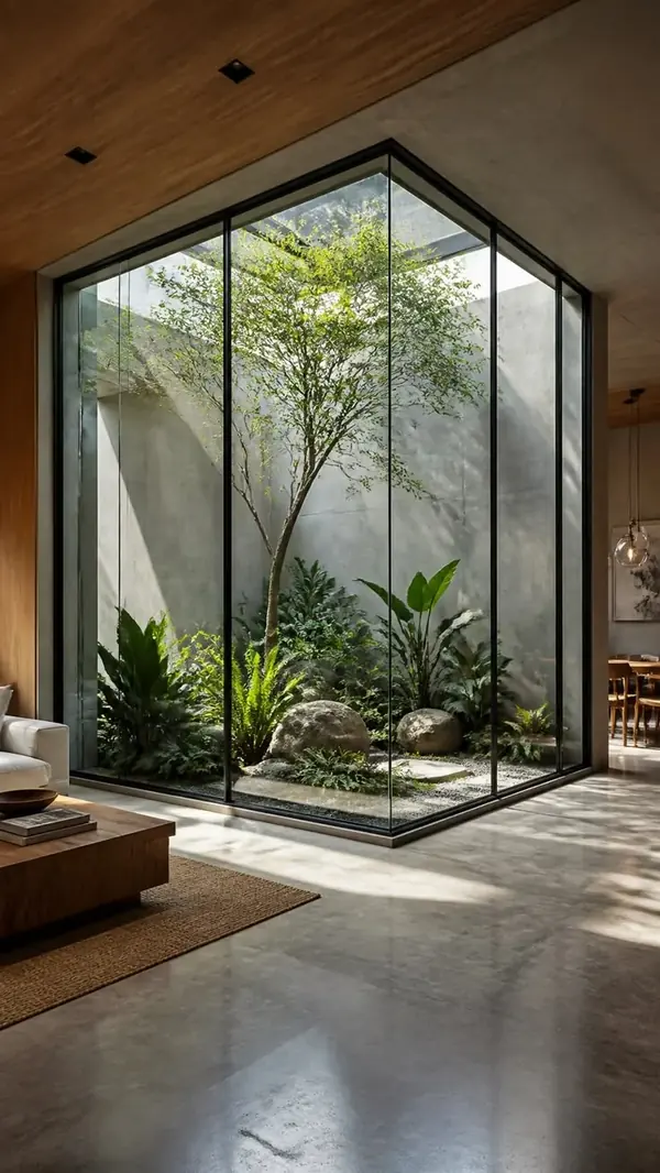 Cancelería de aluminio de piso a techo con patio, imagen de referencia de producto