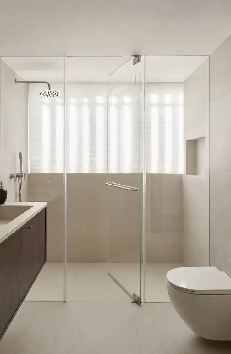 Baño con cancel de vidrio templado, imagen de referencia de producto