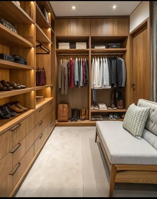 Vestidor en madera con iluminación integrada, imagen de referencia de producto