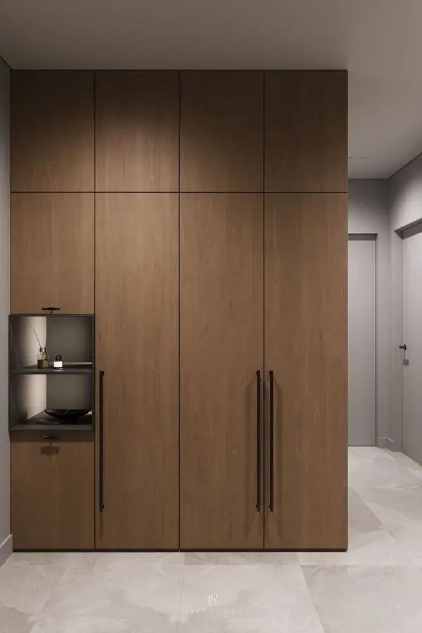 Interior de clóset en madera, imagen de referencia