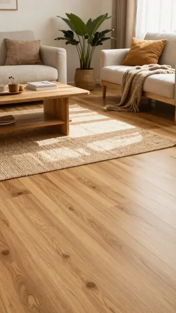 Piso de madera con luz natural, imagen de referencia de producto